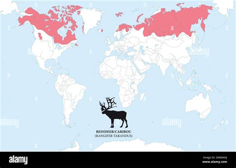 Map of the distribution and habitat of the reindeer, caribou Stock ...