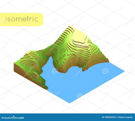 3d Isometric Map with Transitions of Vertices. Colorful Flat Landscape ...