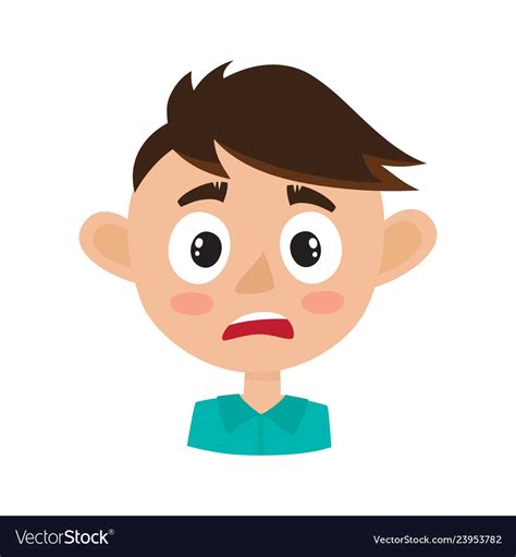 Boy scared face expression cartoon Royalty Free Vector Image