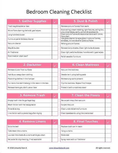 Free Bedroom Cleaning Checklist For How To Deep Clean Your Room ...