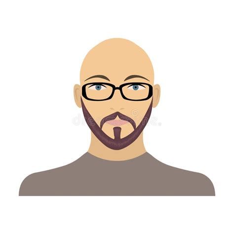 The Face of a Bald Man with Glasses, with a Beard and Mustache. the ...