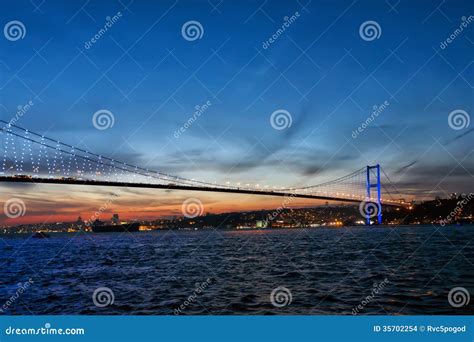 Bosphorus Bridge at Sunset, Istanbul, Turkey Stock Photo - Image of ...