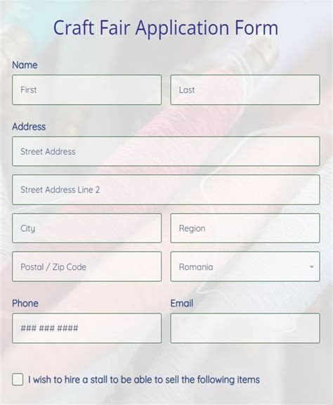 Craft Fair Application Form Template | 123FormBuilder