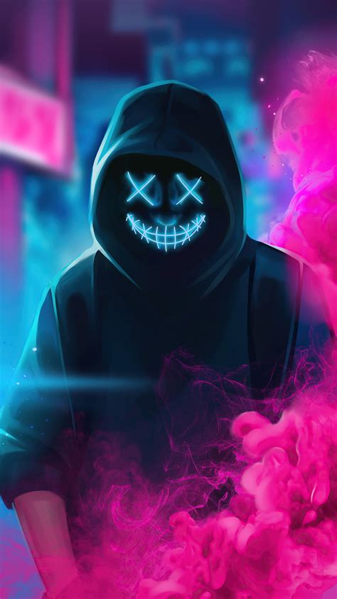 1080x1920 Neon Guy Mask Smiling 4k Iphone 7,6s,6 Plus, Pixel xl ,One ...