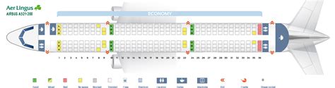 Seat map Airbus A321-200 Aer Lingus. Best seats in plane