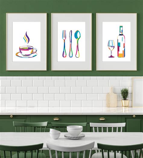 Kitchen Wall Art Prints Set of 3 Posters Colourful Kitchen - Etsy UK