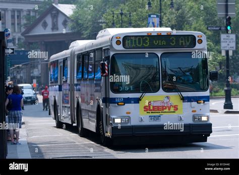 An articulated MTA bus in Manhattan, NY Stock Photo - Alamy