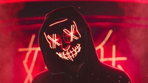 Red Neon Mask - backiee