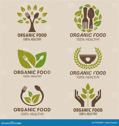 Organic Food Logo Or Health Food Logo Vector Set Design | CartoonDealer ...