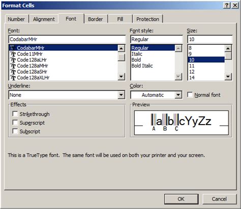 Generate Codabar barcode in MS Access, MS Excel, and Crystal Reports