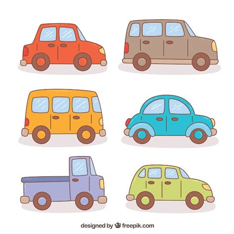 Free Vector | Assortment of colored cartoon vehicles