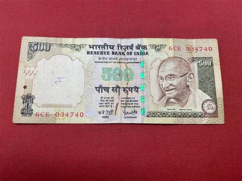 Reserve Bank of India 500 Rupees Mahatma Gandhi series; Serial 6CE034740