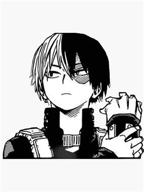 "anime manga my hero academia Todoroki Black and White" Sticker for ...