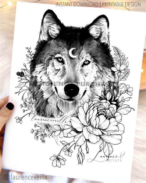 Wolf rose tattoo designs photos