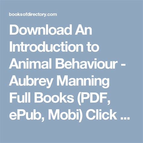 Introduction To Animal Behaviour Pdf - ANIMAL HJW