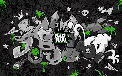 Online crop | HD wallpaper: Badjuju logo, figure, art, black and white ...