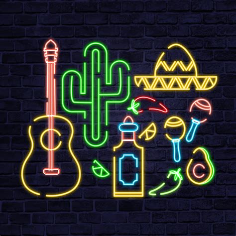 Vector Mexico Neon Elements 227376 Vector Art at Vecteezy