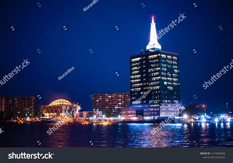 View Lagos Lagoon Night Victoria Island Stock Photo 1219530058 ...