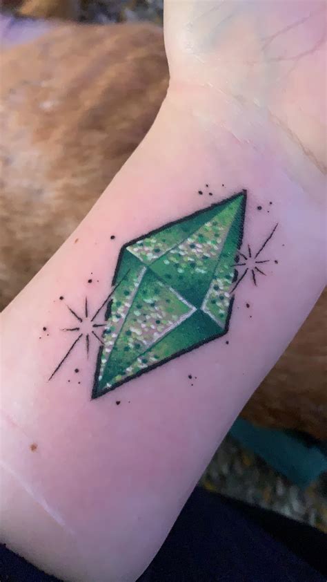 Finally got the plumbob tattoo i’ve always wanted on my wrist! Couldn’t ...