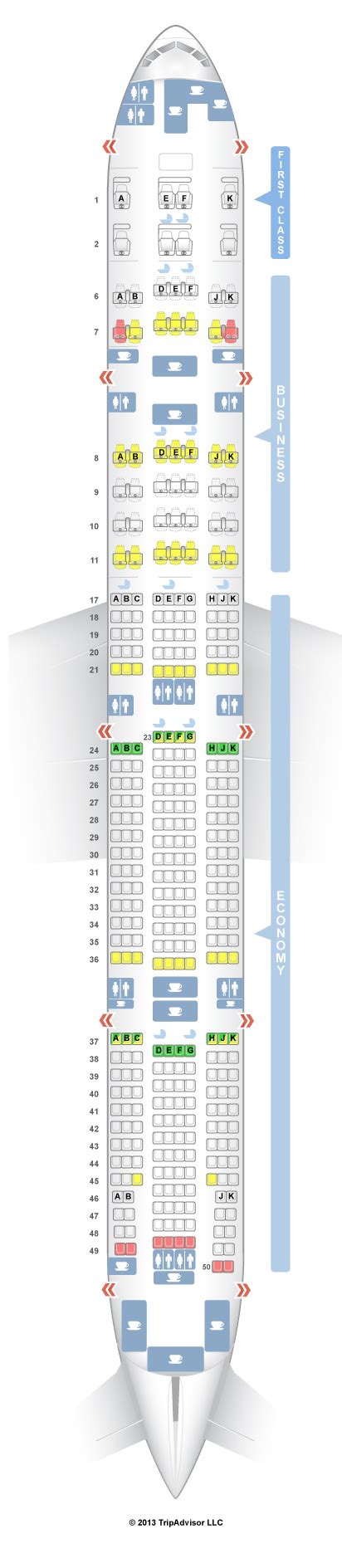 SeatGuru Seat Map Emirates Boeing 777-300ER (77W) Three Class V1