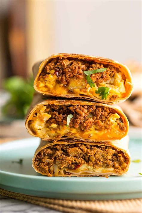 Turkey Chorizo Breakfast Burritos - A Saucy Kitchen