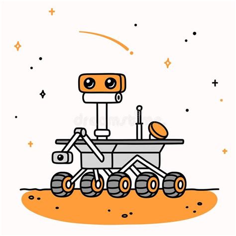 Cartoon Mars rover. Cute cartoon drawing of Mars rover. Space ...