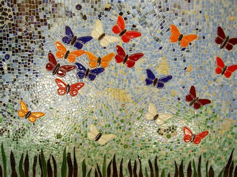 Hand Crafted Wall Decor Butterfly Mosaic I by Aval Glass Art Llc ...