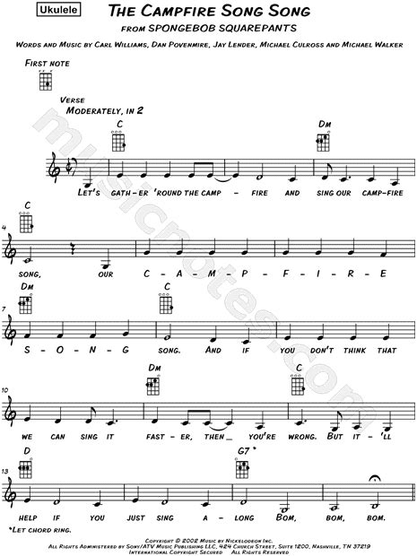 Spongebob Squarepants The Campfire Song Song Sheet Music Notes, Chords ...