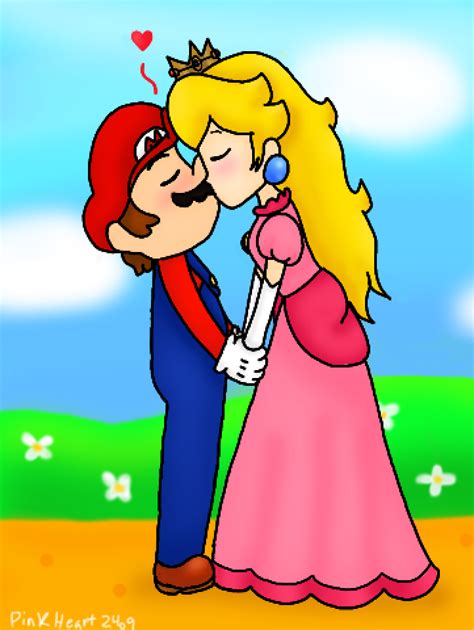 Mario and Peach share a lovely kiss by PeachyPinkHeart2409 on DeviantArt