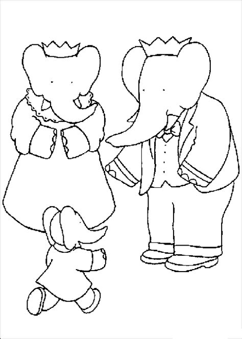 Babar family coloring page