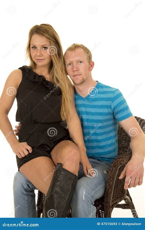 Woman Sitting on Mans Lap in Chair Stock Image - Image of expression ...