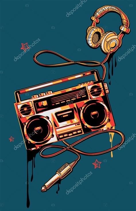 Boombox and headphones in graffiti style — Stock Vector © alex_scholar ...