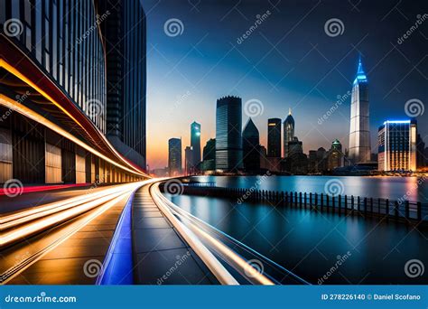 Blurry City Lights Background -. Generative AI Stock Illustration ...