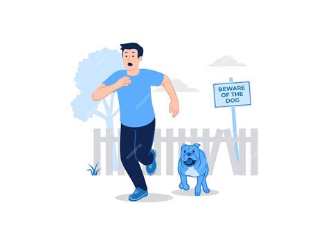 Premium Vector | Scared man running away from angry dog chases to bite ...