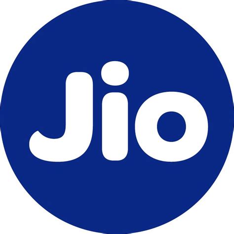 the logo for jio is shown in a blue circle with white letters on it