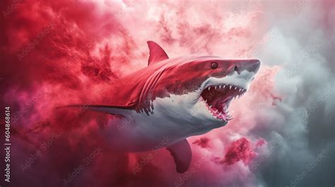 scary shark in water red with blood. Generative AI Stock Illustration ...