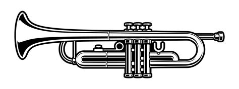 black and white illustration of trumpet | Black and white illustration ...