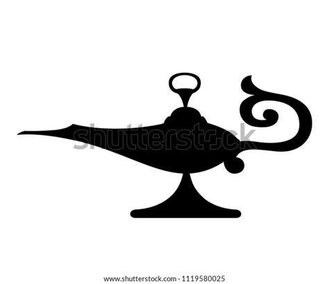 Black Silhouette Oil Lamp Illustration Aladdin Stock Vector (Royalty ...