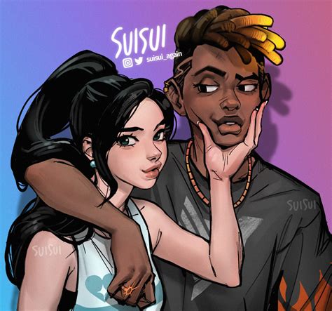 SUISUI on Twitter | Black couple art, Dope cartoon art, Cartoon art styles