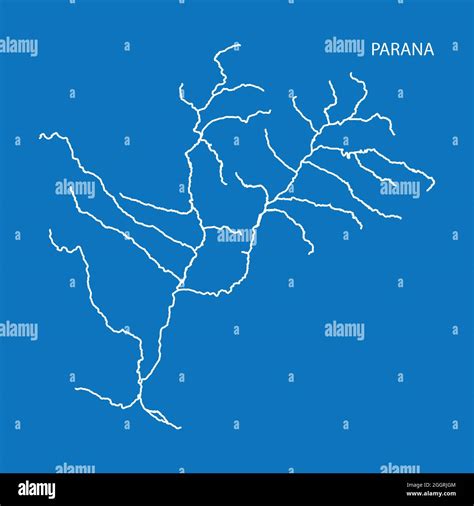 Map of Parana river drainage basin. Simple thin outline vector ...