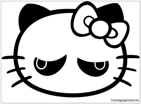 Hello Kitty Grumpy Cat Meme Coloring Page - Free Printable Coloring Pages