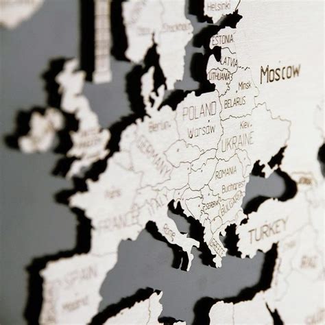 3D Wall Wooden World Map