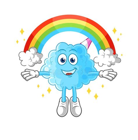 Cotton Candy with a Rainbow. Cartoon Vector Stock Vector - Illustration ...