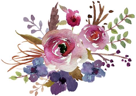 Purple Watercolor Flowers Png | Best Flower Site