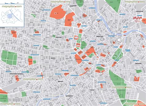 Vienna map - Detailed map with street names & neighbourhood districts ...