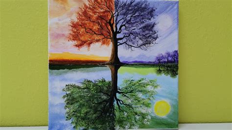 Four Seasons Tree Painting for Beginners |Step-by-step tutorial ...