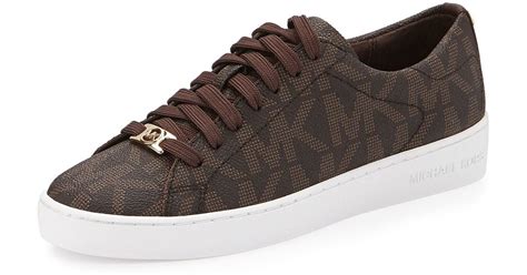 Michael michael kors Keaton Logo Pvc Sneaker in Brown | Lyst