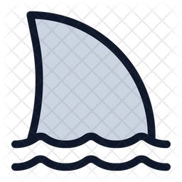 Shark Fin Icon - Download in Colored Outline Style