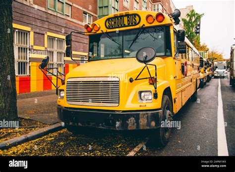 USA, New York, New York City, School bus on street Stock Photo - Alamy