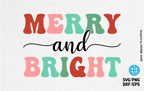 Christmas Quotes Merry & Bright SVG Graphic by Adobe Amir · Creative ...